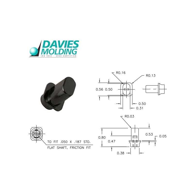 Davies Molding 5149-A, BLACK knob, push-on mounting for Marantz 7C