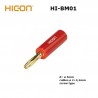 Hicon HI-BM01-RED, banana plug 4mm ROSSA, contatti dorati