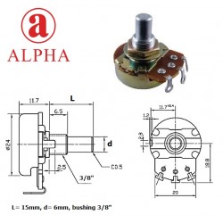 Alpha 24mm 5KB, bussola 3/8'', potenziometro LIN mono