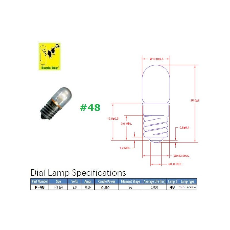 Lamp bulb #48 T3 - 1/4, mini screw