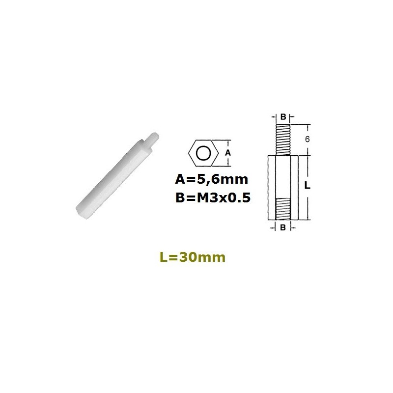 Distanziale in nylon esagonale