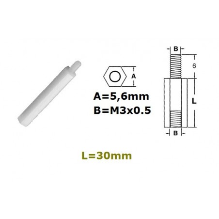 Distanziale in nylon esagonale