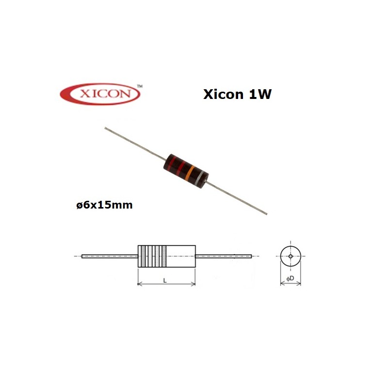 Xicon 4K7 1W, resistenza ad impasto di carbone 10%