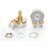 CTS 250KA, NO LOAD, 30% LOG potentiometer for GUITAR, "dimple", short 3/8" bushing, knurled 24 teeth shaft