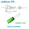 Nichicon Muse ES 1000uF 16V, condensatore elettrolitico bipolare, UES1C102MHM