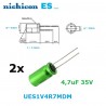 2x Nichicon Muse ES 4,7uF 35V, electrolytic bipolar capacitor UES1V4R7MDM