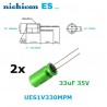 2x Nichicon Muse ES 33uF 35V, electrolytic bipolar capacitor UES1V330MPM