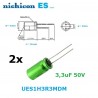 2x Nichicon Muse ES 3,3uF 50V, condensatore elettrolitico bipolare UES1H3R3MDM