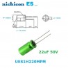 Nichicon Muse ES 22uF 50V, bipolar electrolytic capacitor, UES1H220MPM