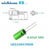 Nichicon Muse ES 0,47uF 50V, condensatore elettrolitico bipolare UES1HR47MDM