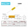 Mallory '150', 0,022uF/630V 5% condensatore poliestere assiale 150223J630DB