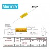 Mallory '150', 0,022uF/630V 10% condensatore poliestere assiale 150223K630DB