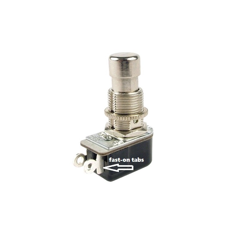 Carling 110PM-OFF, momentary SPST push button OFF-(ON), FAST-ON