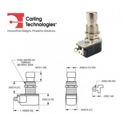 Carling 110PM-OFF, SPST momentary OFF-(ON) push button, solder lugs