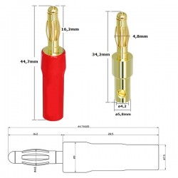 Bugle Boy banane plug 4mm NERA e ROSSA in soffice silicone, contatti dorati