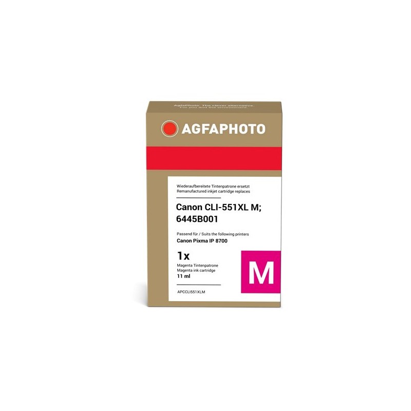 ORIGINAL Agfa Photo Cartuccia d'inchiostro magenta APCCLI551XLM ~970 Seiten 11ml Agfa Photo CLI-551m XL (6445B001)