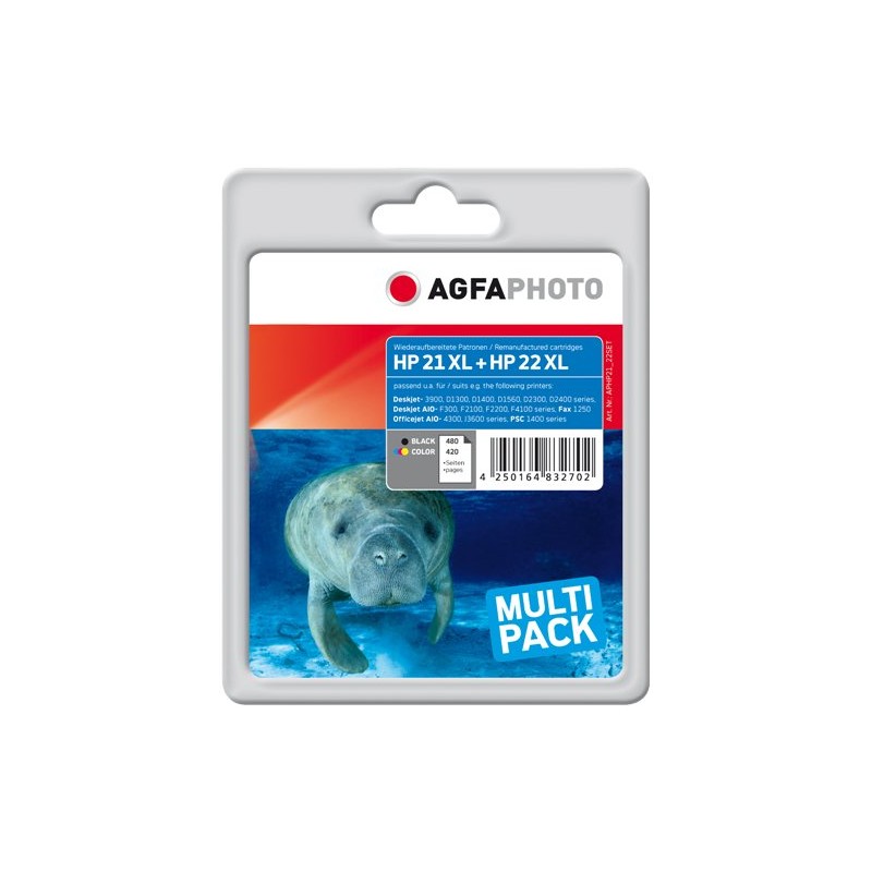 ORIGINAL Agfa Photo Multipack nero / differenti colori APHP21_22SET 21XL+22XL ~900 Seiten Agfa Photo 21 + 22 (SD367AE)