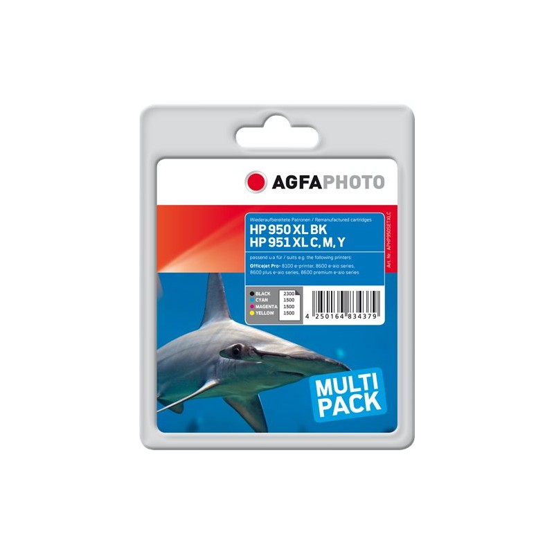 ORIGINAL Agfa Photo Multipack nero / ciano / magenta / giallo APHP950SETXLC 950XLBK+951XLC,M,Y ~6800 Seiten Agfa Photo C2P43AE (