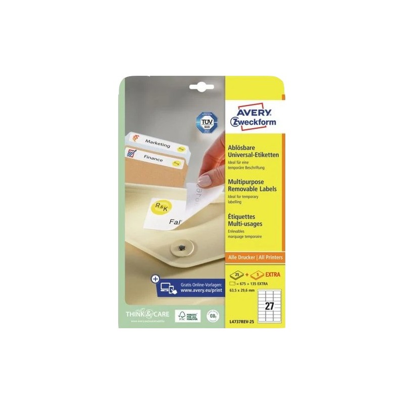 ORIGINAL AVERY Zweckform Etichette L4737REV-25 Ablösbare Etiketten