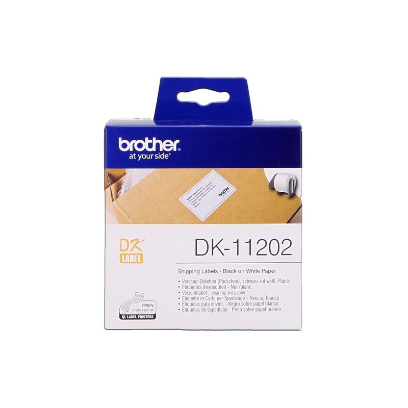 ORIGINAL Brother Etichette Nero su bianco DK-11202 etichette di spedizione, 62x100mm bianco 300 et./ruolo