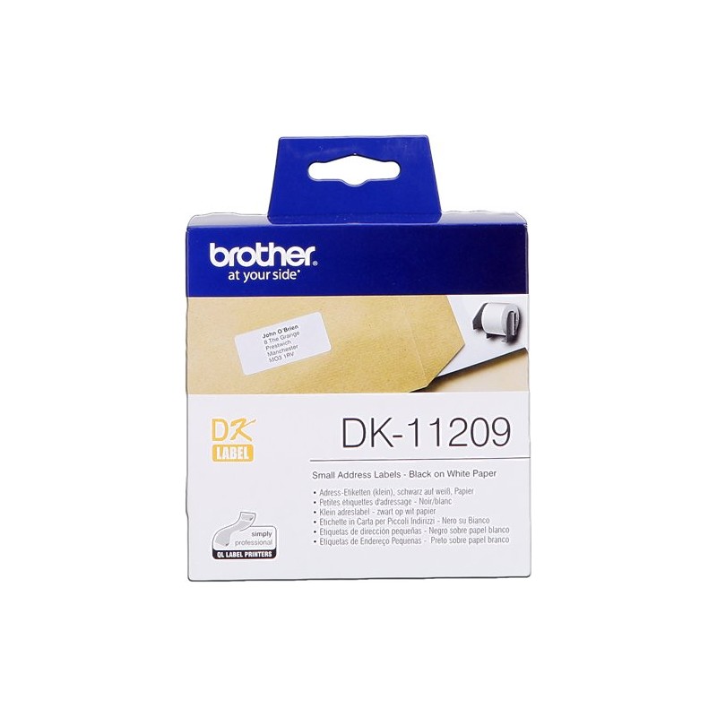 ORIGINAL Brother Etichette Nero su bianco DK-11209 etichette in carta per indirizzi, 29x62 mm bianco 800 et./ruolo