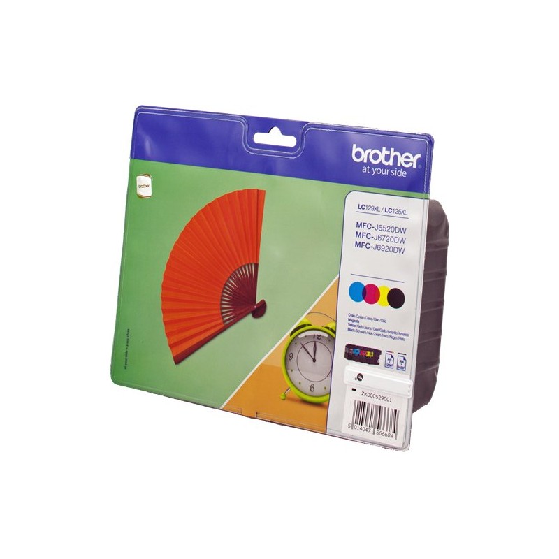 ORIGINAL Brother Multipack nero / ciano / magenta / giallo LC-129XL+LC-125XL LC129XLVALBPDR ~6000 Seiten 4 cartucce d'inchiostro