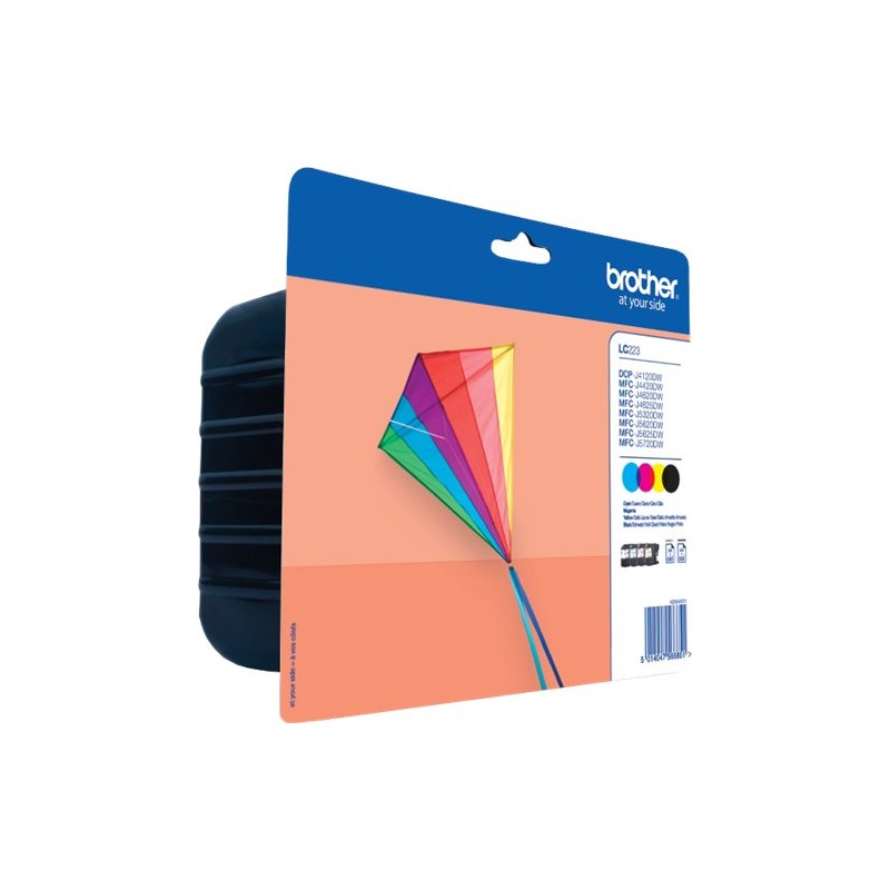 ORIGINAL Brother Multipack nero / ciano / magenta / giallo LC-223 LC223VALBPDR ~2200 Seiten 4 cartucce d'inchiostro: 1x nero, ci