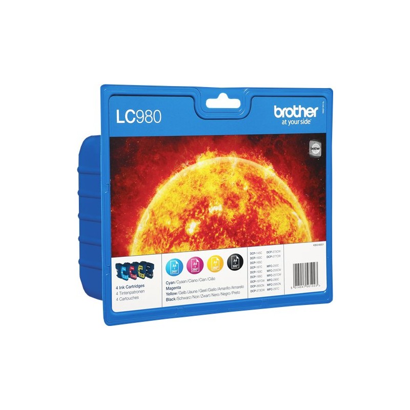 ORIGINAL Brother Multipack nero / ciano / magenta / giallo LC-980 LC980VALBPDR ~1080 Seiten LC-980 BK/C/M/Y