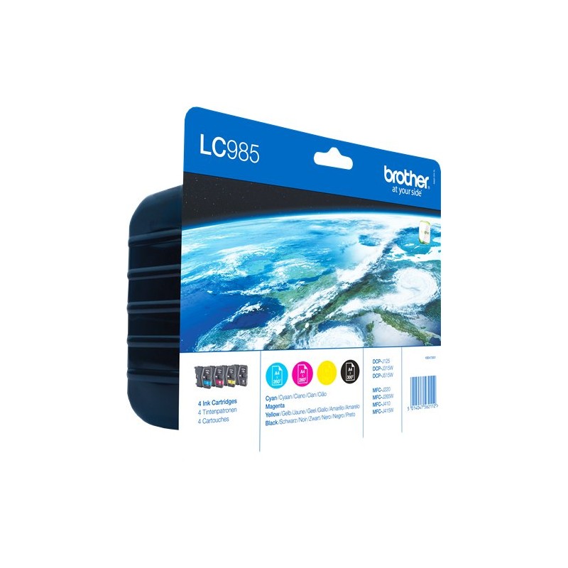 ORIGINAL Brother Multipack nero / ciano / magenta / giallo LC-985 LC985VALBPDR ~1080 Seiten 4 cartucce d'inchiostro LC-985: Bk+C