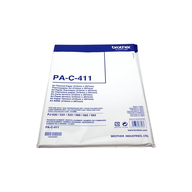 ORIGINAL Brother Carta Bianco PA-C-411 PAC411 Carta termica DIN A4, 100 Fogli