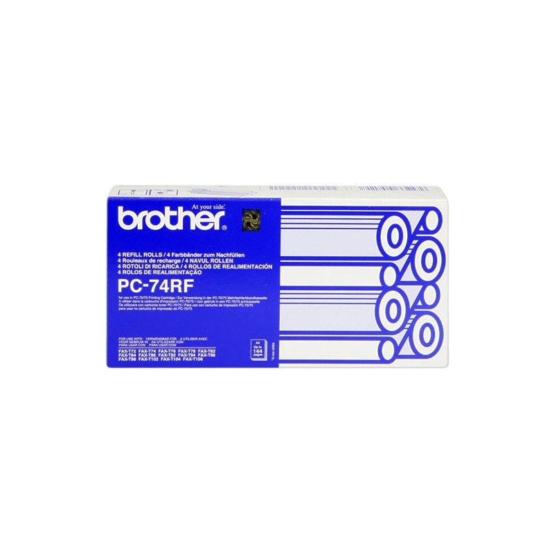 ORIGINAL Brother nastro a trasferimento termico nero PC-74RF a 4 pezzi