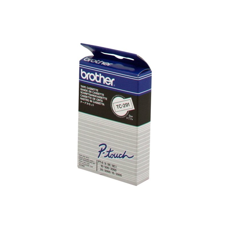 ORIGINAL Brother Nastro Nero su bianco TC-291 9 mm x 7,7 m, laminato