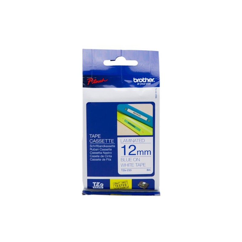 ORIGINAL Brother Nastro Blu su bianco TZe-233 TZ-233 12 mm x 8 m, laminato