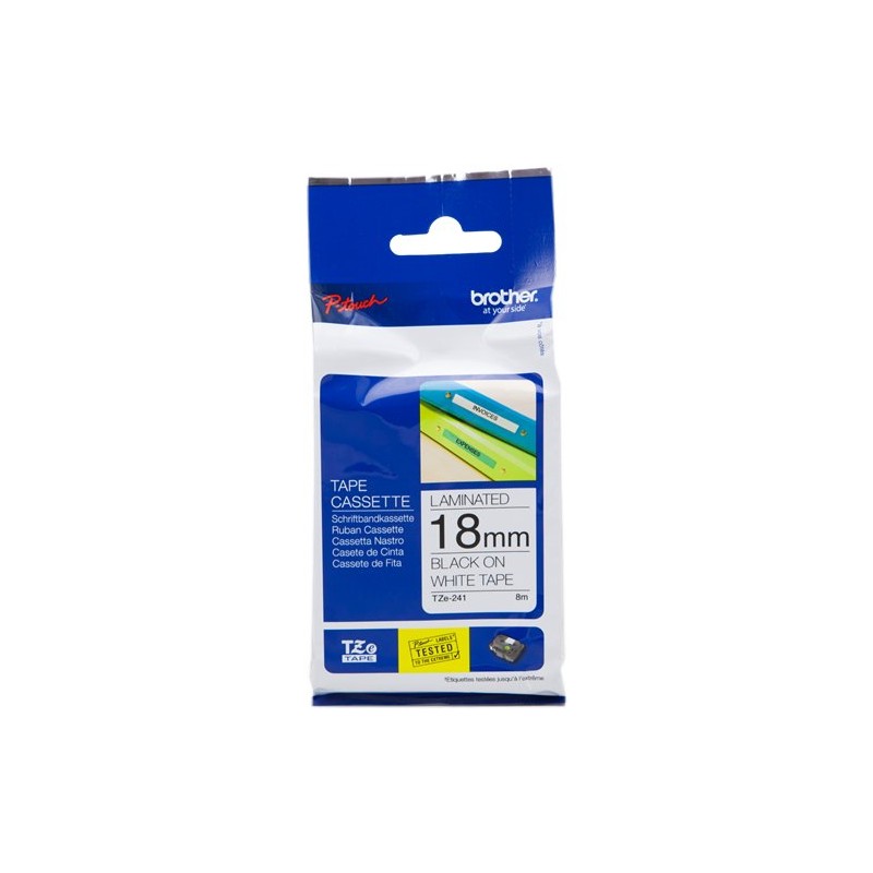 ORIGINAL Brother Nastro Nero su bianco TZe-241 TZ-241 18 mm x 8 m, laminato