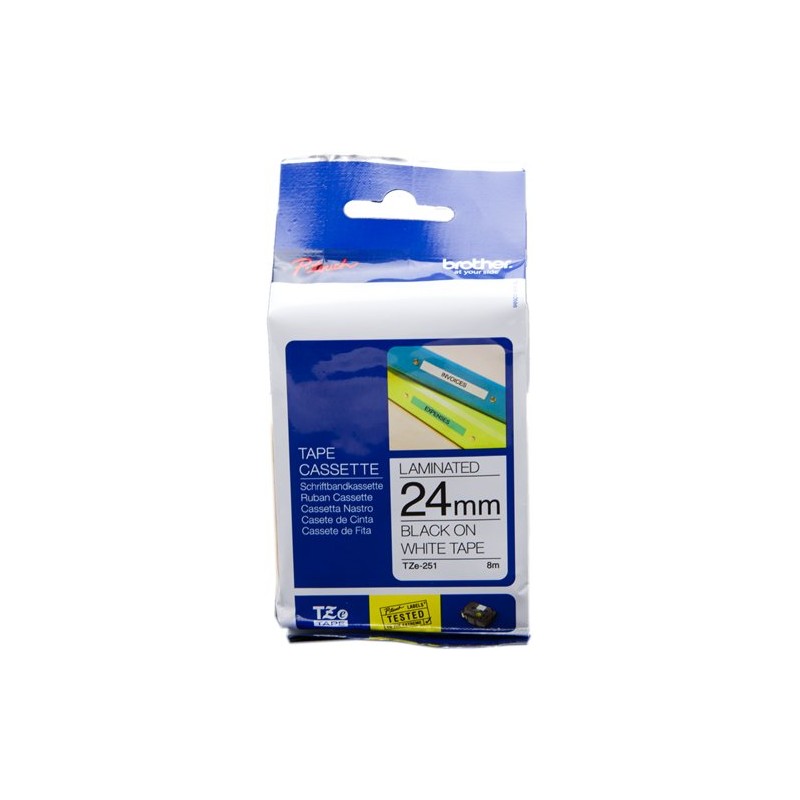 ORIGINAL Brother Nastro Nero su bianco TZe-251 TZ-251 24 mm x 8 m, laminato