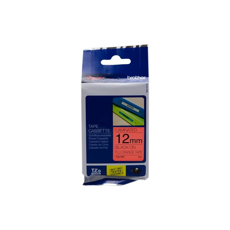 ORIGINAL Brother Nastro Nero su arancione TZe-B31 TZ-B31 12 mm x 5 m, laminato