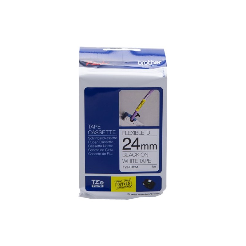 ORIGINAL Brother Nastro Nero su bianco TZe-FX251 TZ-FX251 24 mm x 8 m, laminato