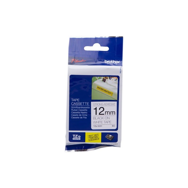 ORIGINAL Brother Nastro Nero su bianco TZe-S231 TZ-S231 12 mm x 8 m, laminato