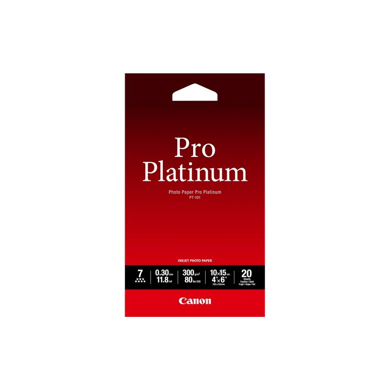 ORIGINAL Canon Carta Bianco 2768B013 PT-101 Carta fotografica, 10 x 15 cm, 300 g/m², 20 fogli, Pro Platinum