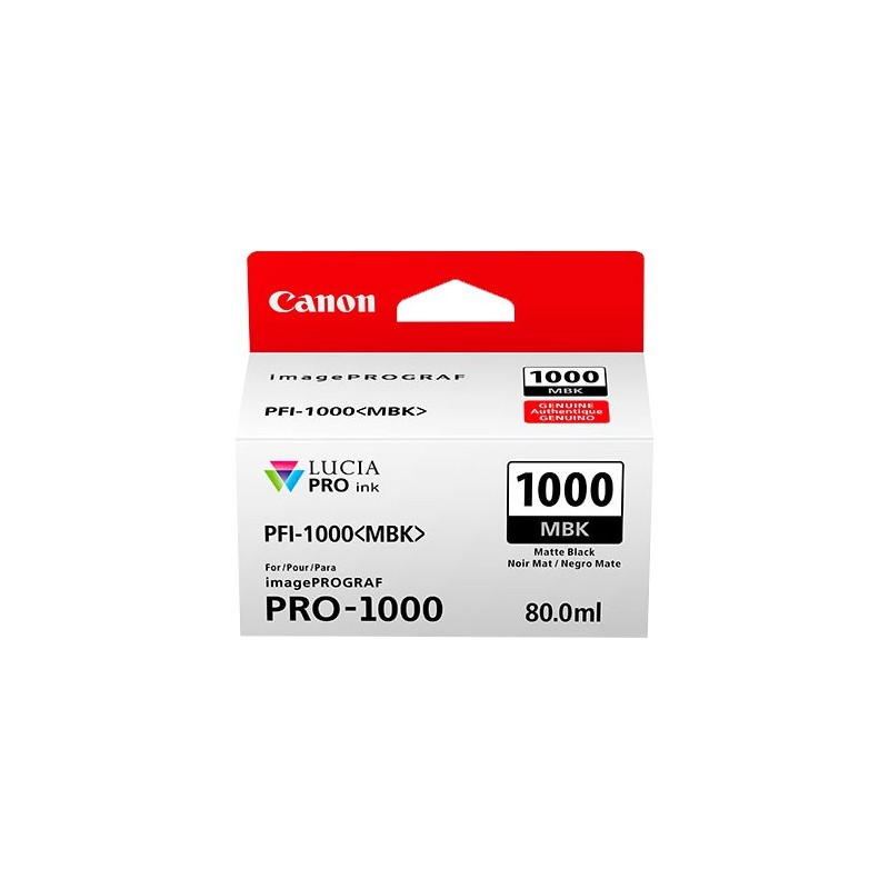 ORIGINAL Canon Cartuccia d'inchiostro Nero (opaco) PFI-1000mbk 0545C001 ~5490 Seiten 80ml