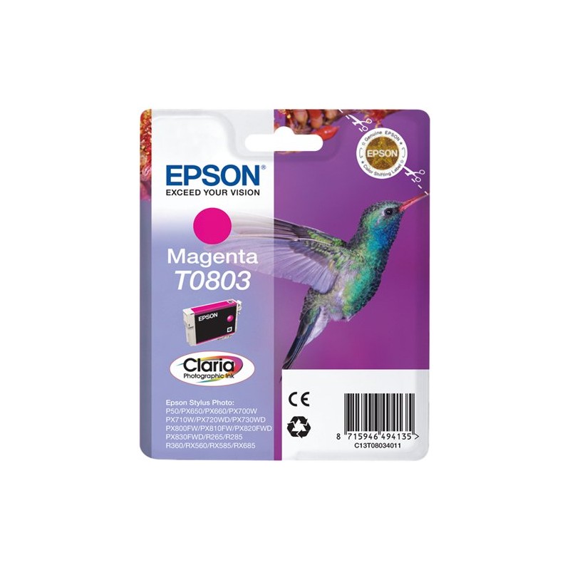 ORIGINAL Epson Cartuccia d'inchiostro magenta C13T08034011 T0803 ~460 Seiten 7,4ml