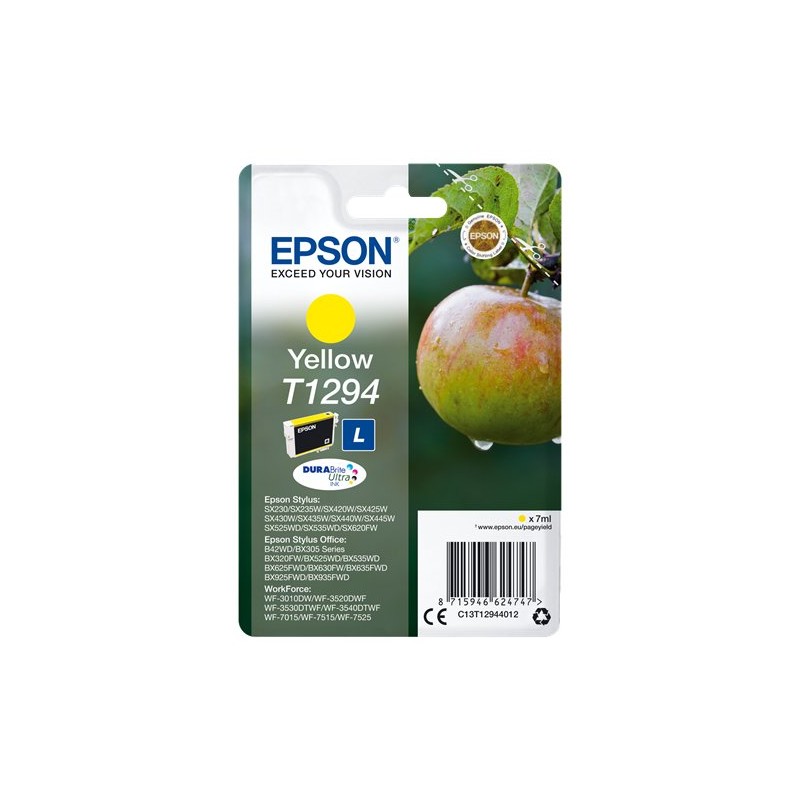 ORIGINAL Epson Cartuccia d'inchiostro giallo C13T12944012 T1294 ~470 Seiten 7ml