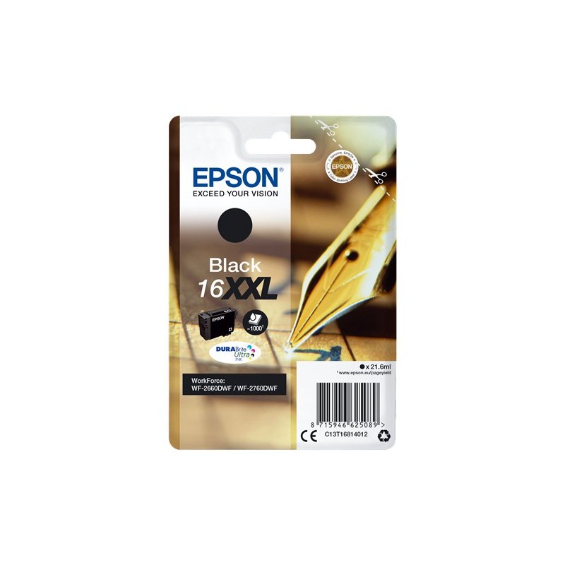ORIGINAL Epson Cartuccia d'inchiostro nero C13T16814012 16 XXL ~1000 Seiten 21,6ml XXL Patrone