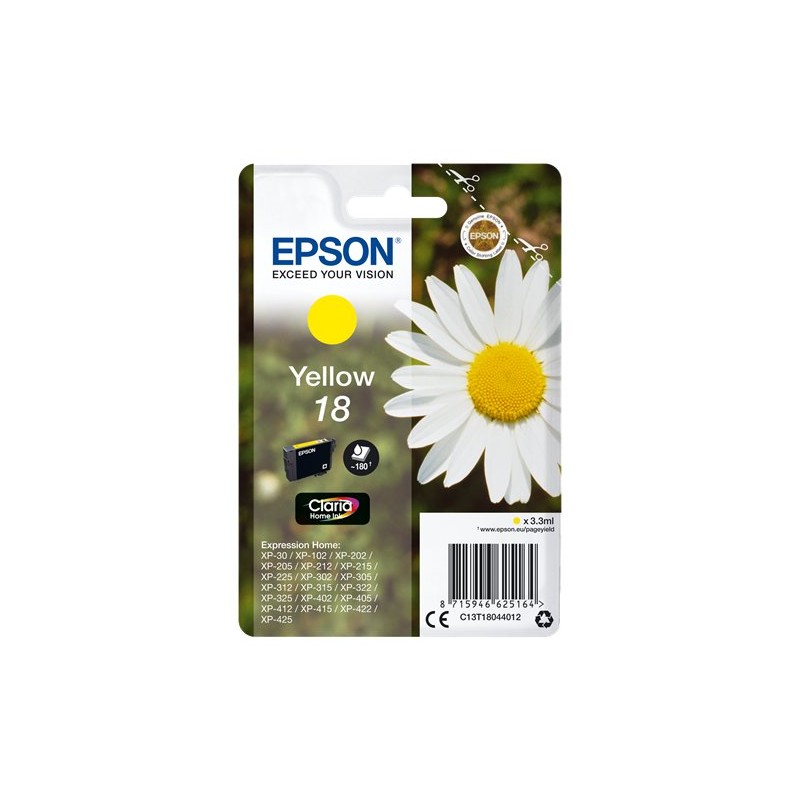 ORIGINAL Epson Cartuccia d'inchiostro giallo C13T18044012 18 ~180 Seiten 3,3ml standard