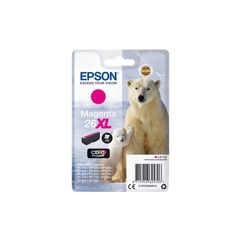 ORIGINAL Epson Cartuccia d'inchiostro magenta C13T26334012 26 XL ~700 Seiten 9,7ml Cartuccie d´inchiostro XL