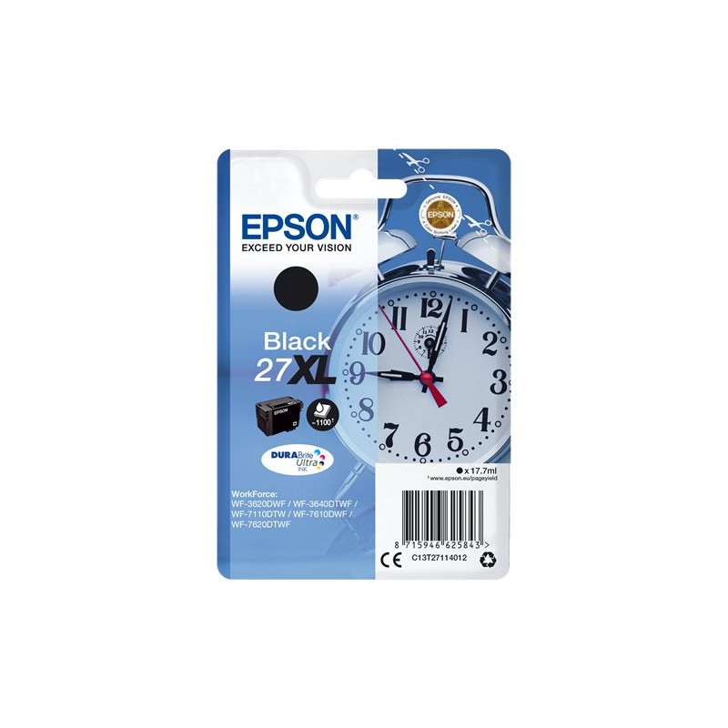 ORIGINAL Epson Cartuccia d'inchiostro nero C13T27114012 27 XL ~1100 Seiten 17,7ml XL