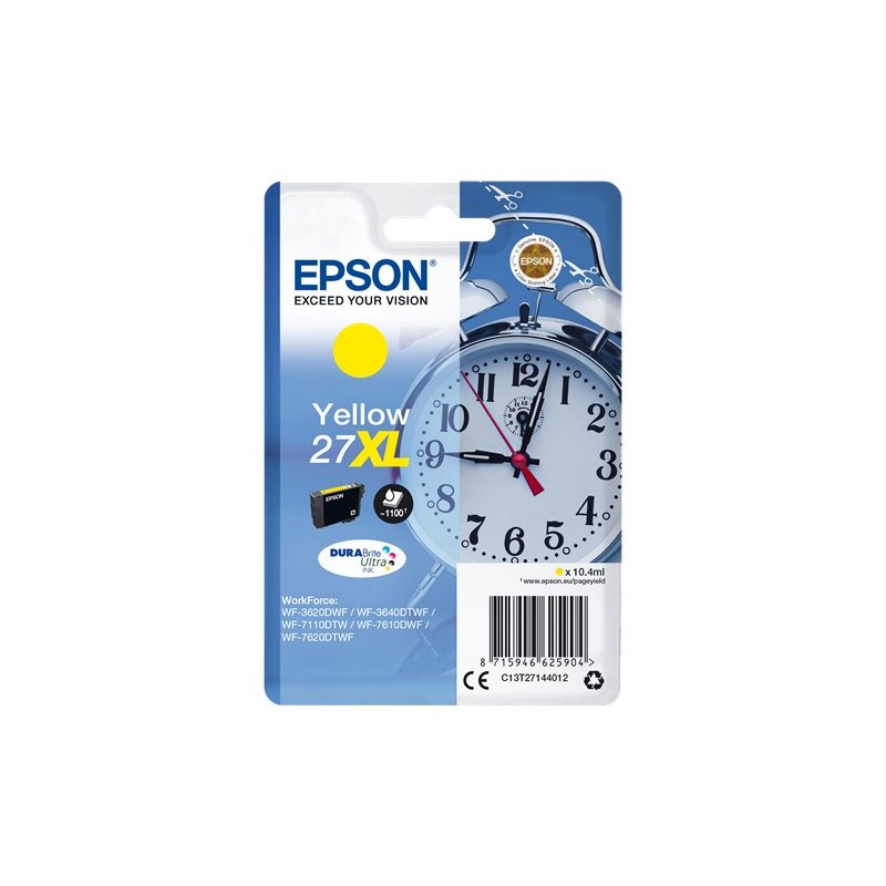 ORIGINAL Epson Cartuccia d'inchiostro giallo C13T27144012 27 XL ~1100 Seiten 10,4ml XL