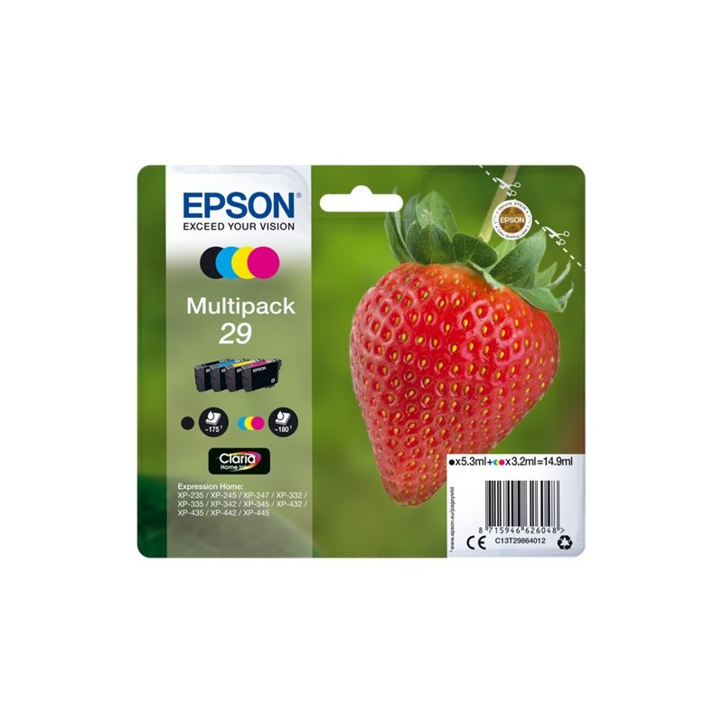 ORIGINAL Epson Multipack nero / ciano / magenta / giallo C13T29864012 29 ~715 Seiten 4 cartucce: T2981 + T2982 + T2983 + T2984