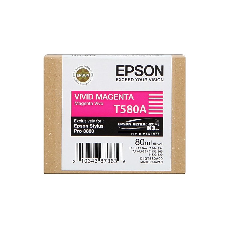 ORIGINAL Epson Cartuccia d'inchiostro magenta C13T580A00 T580A 80ml