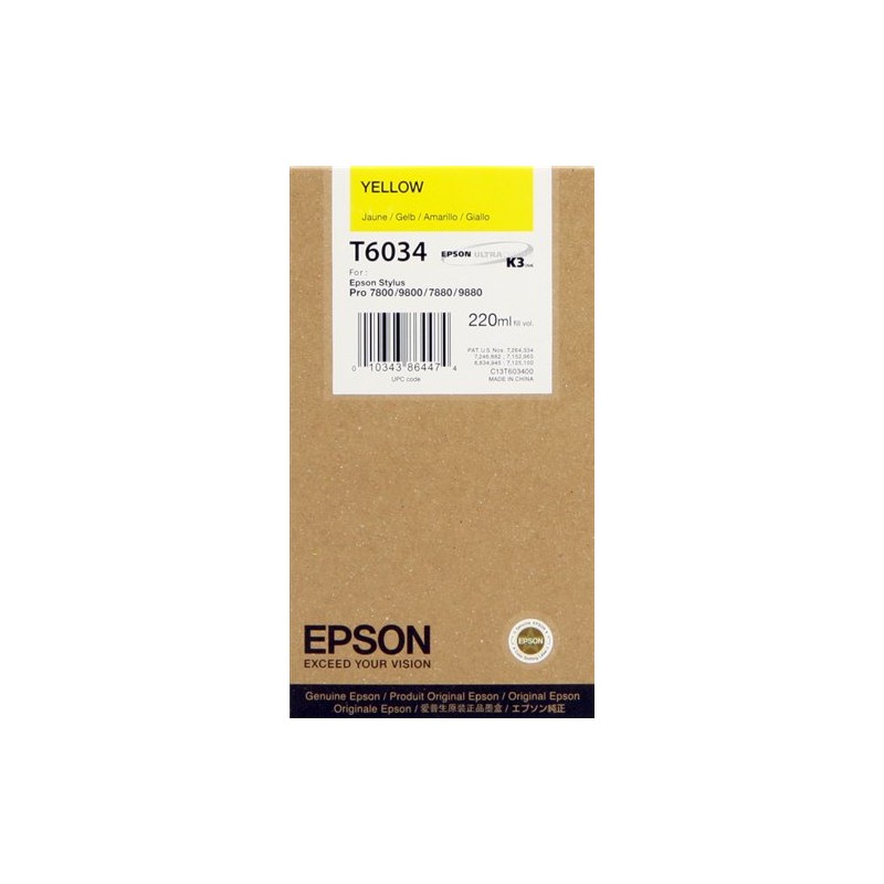 ORIGINAL Epson Cartuccia d'inchiostro giallo C13T603400 T6034 220ml